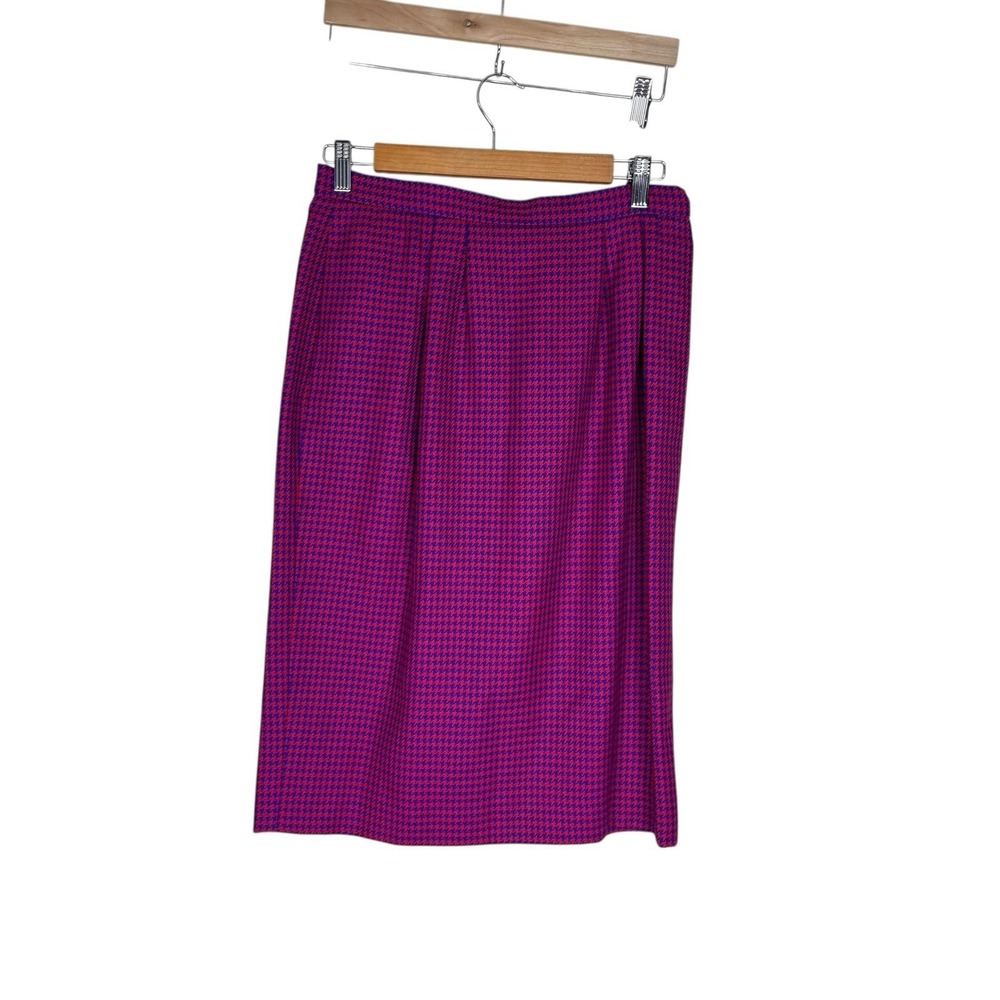 3 Piece Carlisle Suit Wool Blazer Skirt And Scarf Size 14 Red And Purple - Picture 4 of 12
